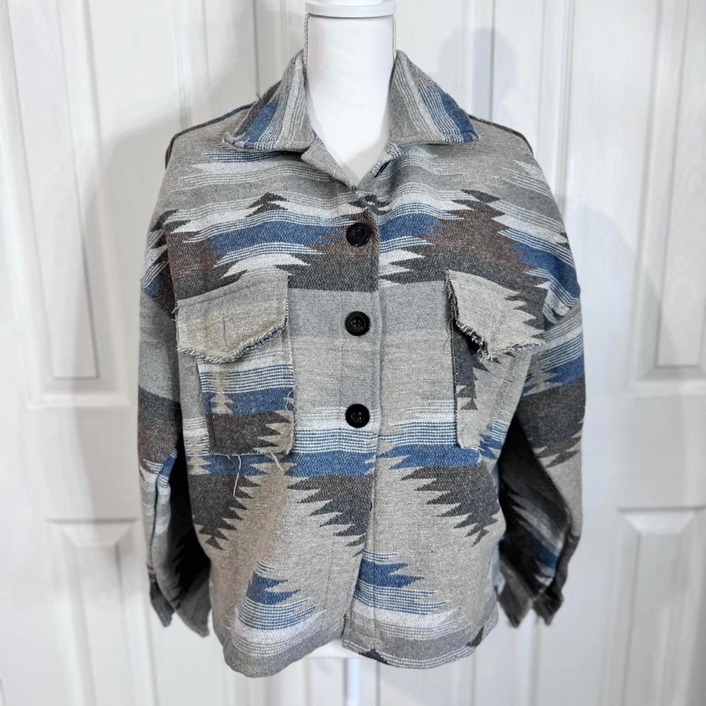 New Boutique Blue and Gray Shacket